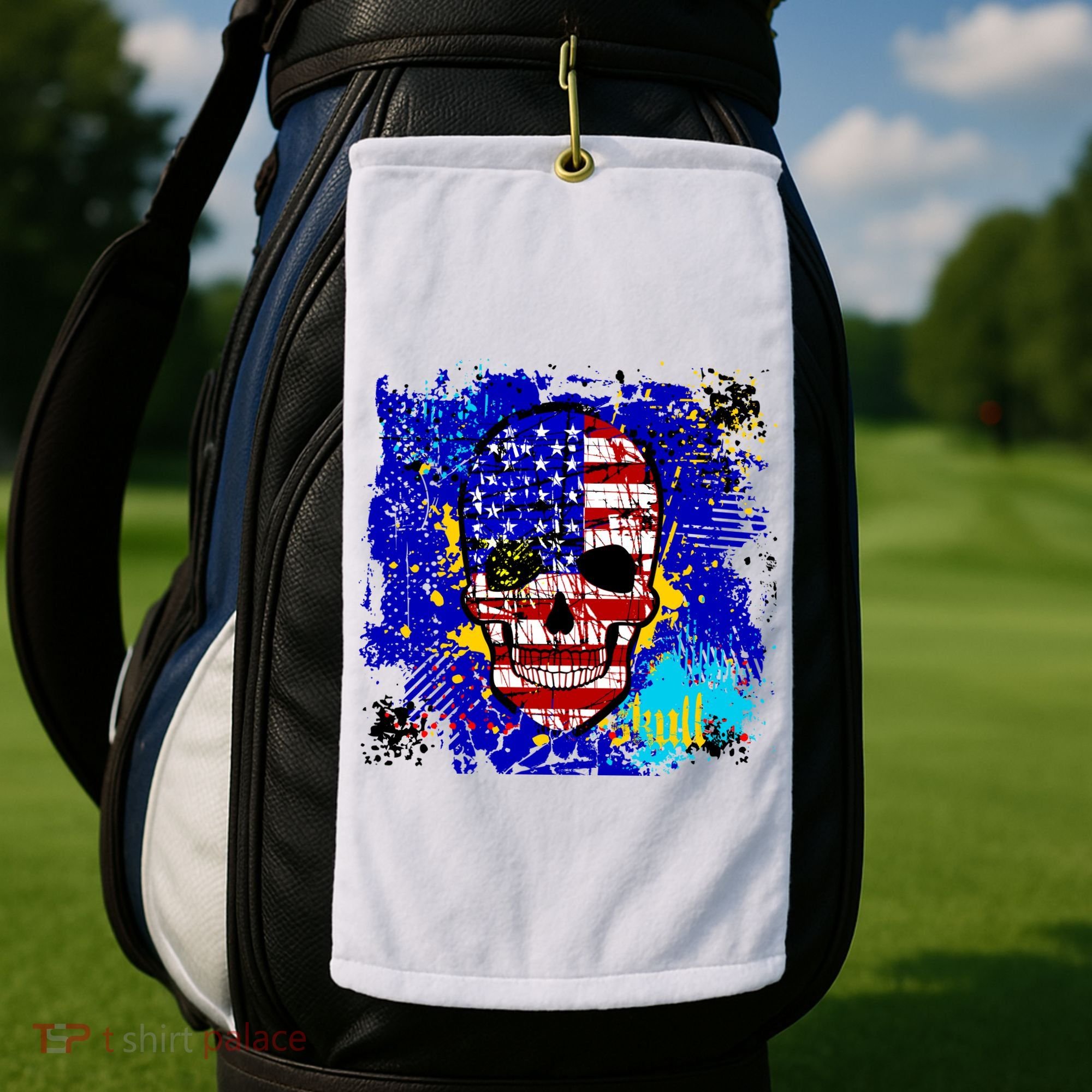 USA Grunge Skull Golf Towel