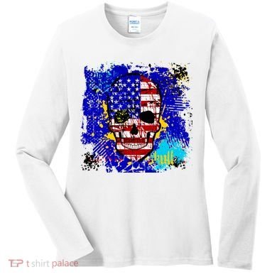 USA Grunge Skull Women's Long Sleeve Shirt