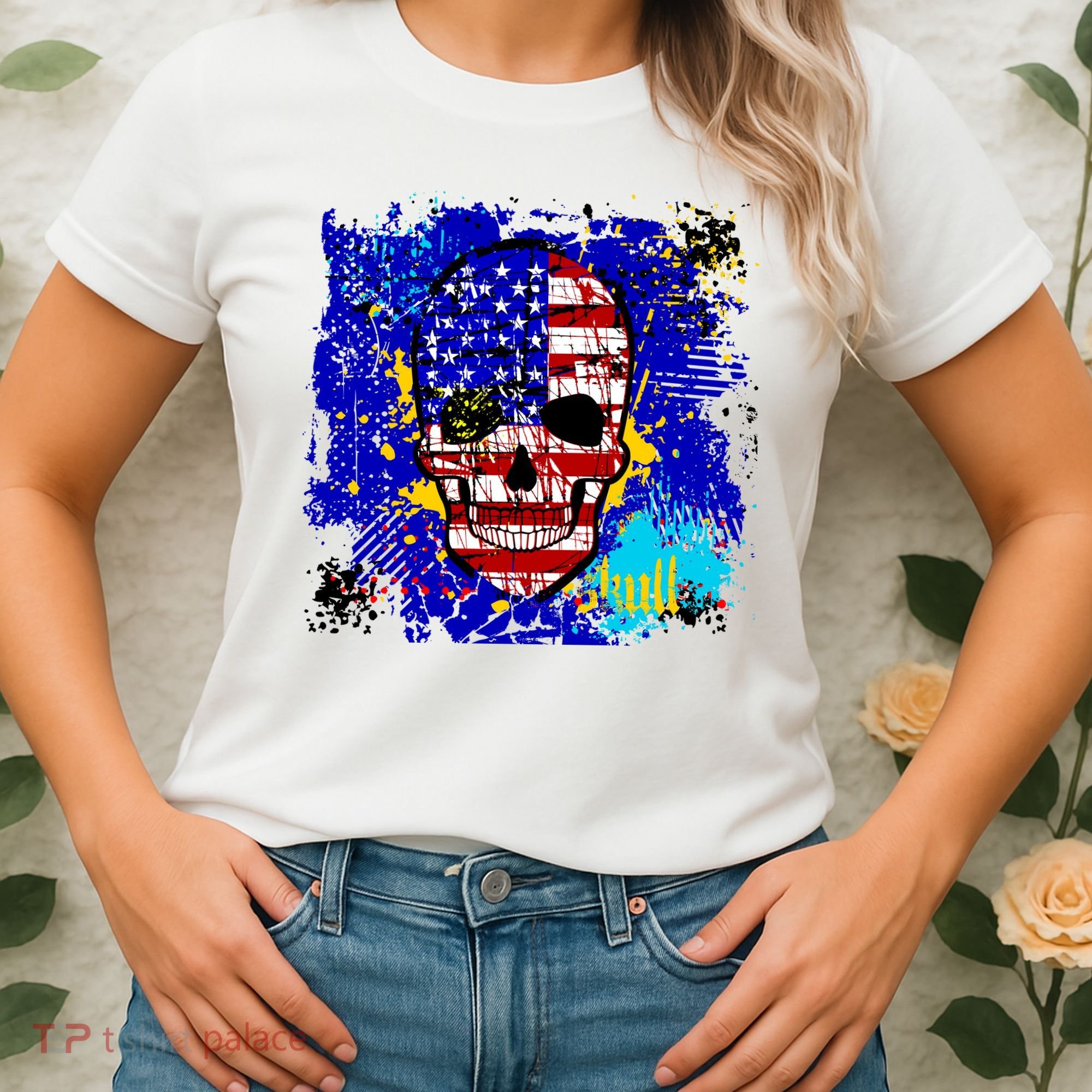 USA Grunge Skull Women's T-Shirt