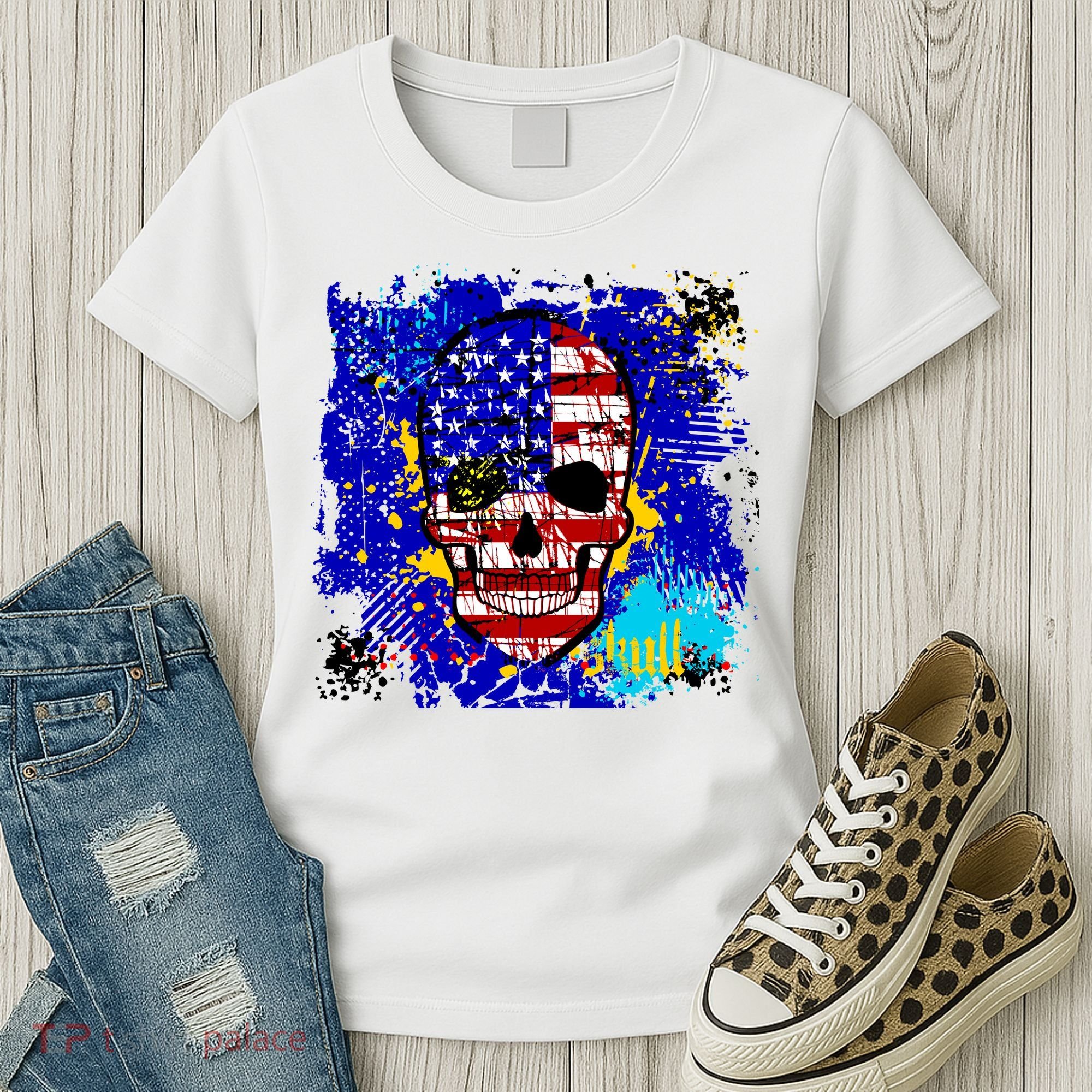 USA Grunge Skull Women's T-Shirt