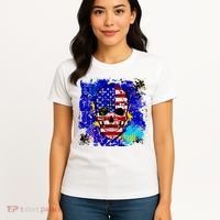 USA Grunge Skull Women's T-Shirt thumb 4