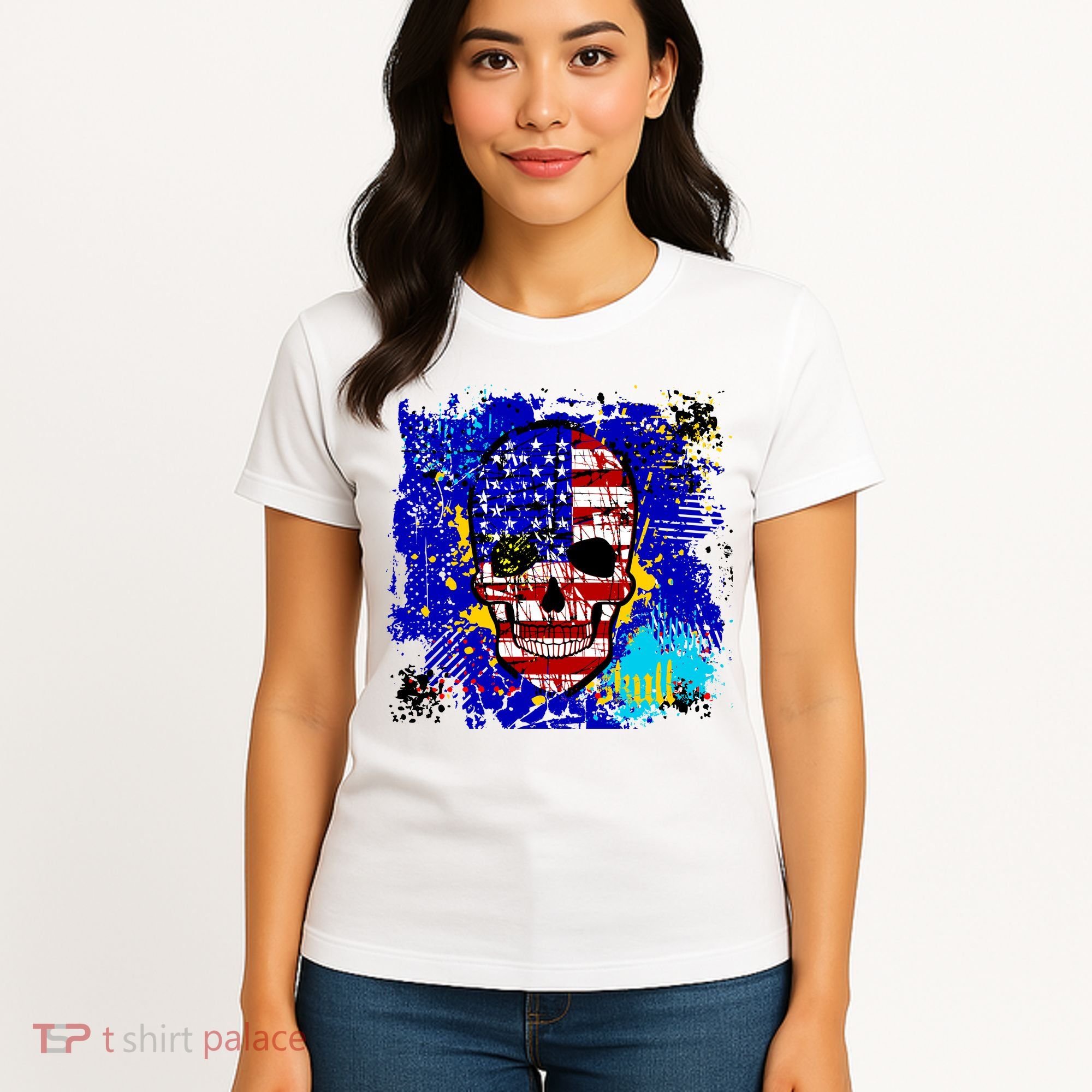 USA Grunge Skull Women's T-Shirt