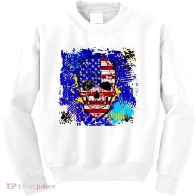 USA Grunge Skull Kids Sweatshirt