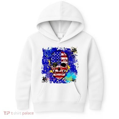 USA Grunge Skull Kids Hoodie