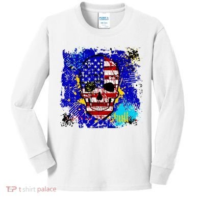 USA Grunge Skull Kids Long Sleeve Shirt