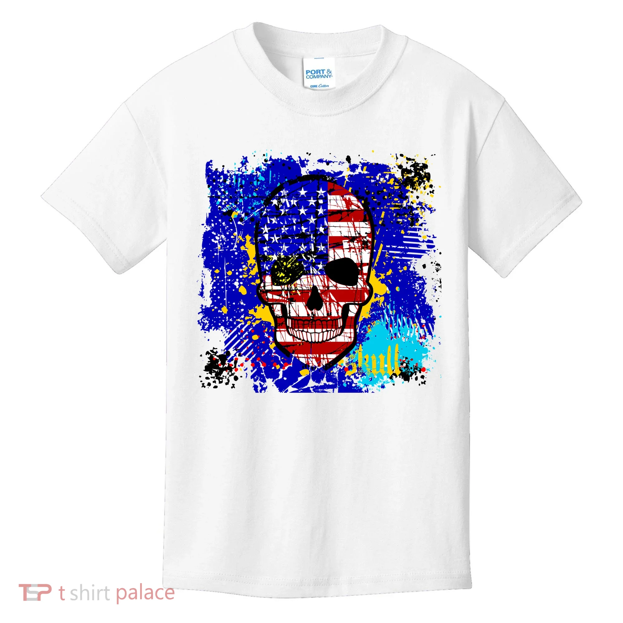 USA Grunge Skull Kids T-Shirt