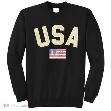 Usa Gold Text Centre Flag Sweatshirt