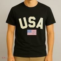 Usa Gold Text Centre Flag T-Shirt thumb 3