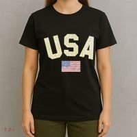 Usa Gold Text Centre Flag T-Shirt thumb 4