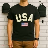 Usa Gold Text Centre Flag T-Shirt thumb 6