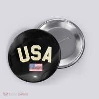 Usa Gold Text Centre Flag Button thumb 0
