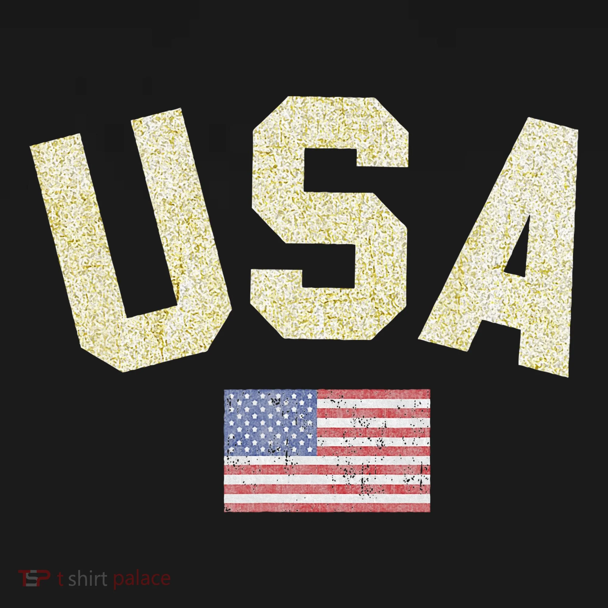 Usa Gold Text Centre Flag Bucket Hat