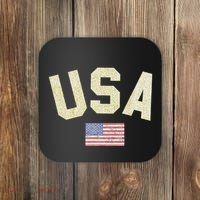 Usa Gold Text Centre Flag Coaster thumb 0