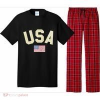 Usa Gold Text Centre Flag Pajama Set thumb 0
