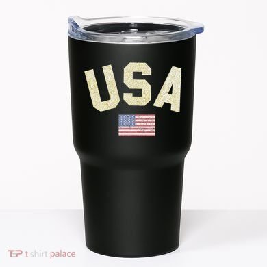 Usa Gold Text Centre Flag Tumbler