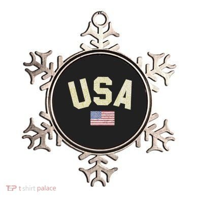 Usa Gold Text Centre Flag Ornament