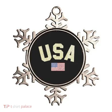 Usa Gold Text Centre Flag Ornament