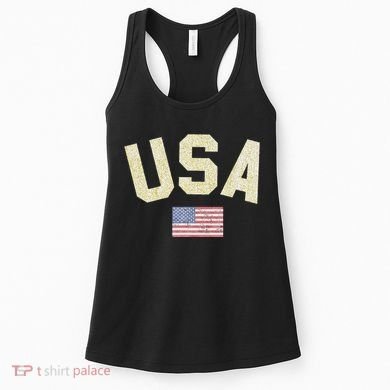 Usa Gold Text Centre Flag Women's Tank Top