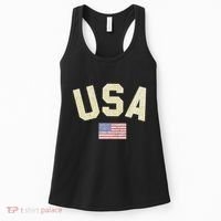 Usa Gold Text Centre Flag Women's Tank Top thumb 0