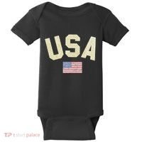 Usa Gold Text Centre Flag Baby Bodysuit thumb 0