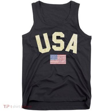 Usa Gold Text Centre Flag Tank Top