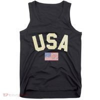 Usa Gold Text Centre Flag Tank Top thumb 0
