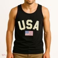 Usa Gold Text Centre Flag Tank Top thumb 3