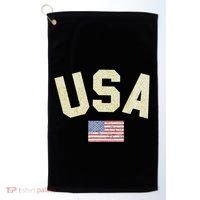 Usa Gold Text Centre Flag Golf Towel thumb 0