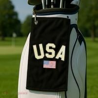 Usa Gold Text Centre Flag Golf Towel thumb 2
