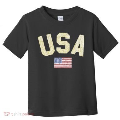 Usa Gold Text Centre Flag Toddler T-Shirt