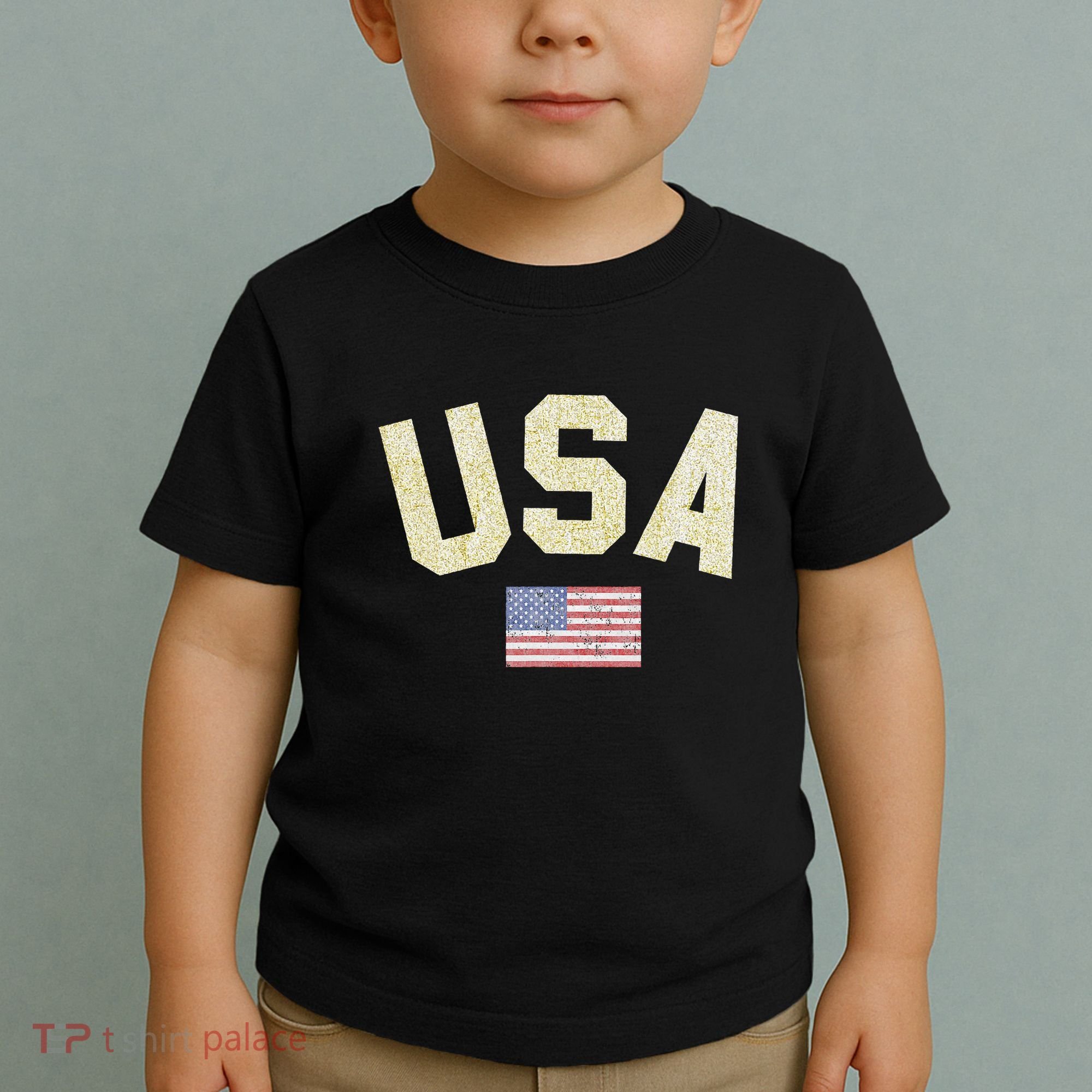 Usa Gold Text Centre Flag Toddler T-Shirt