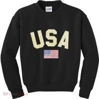 Usa Gold Text Centre Flag Kids Sweatshirt thumb 0