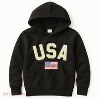 Usa Gold Text Centre Flag Kids Hoodie thumb 0