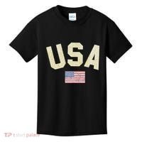 Usa Gold Text Centre Flag Kids T-Shirt thumb 0
