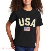 Usa Gold Text Centre Flag Kids T-Shirt thumb 2