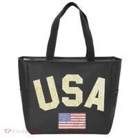Usa Gold Text Centre Flag Tote Bag thumb 0