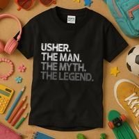 U.S.H.E.R Gift The Man Myth Legend Kids T-Shirt thumb 3
