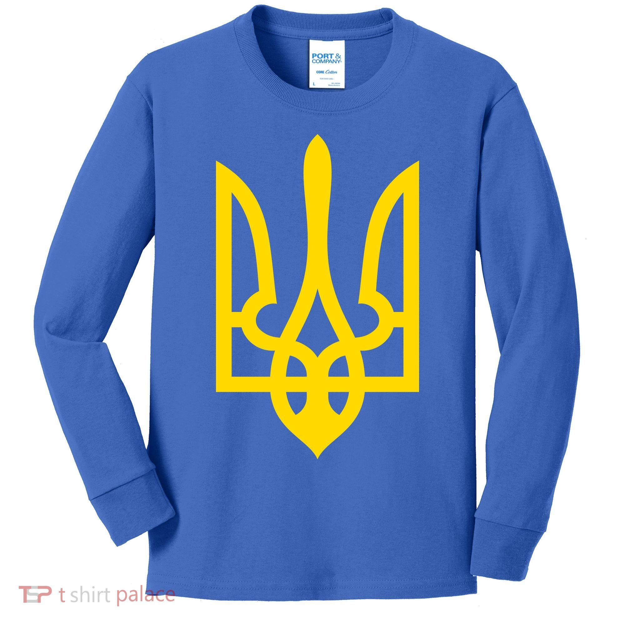 Ukraine Golden Trident Stand With Ukraine Pride Kids Long Sleeve Shirt