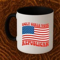 Ugly Girls Vote Republican Usa Flag Coffee Mug thumb 2