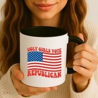 Ugly Girls Vote Republican Usa Flag Coffee Mug thumb 3