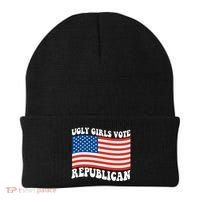Ugly Girls Vote Republican Usa Flag Beanie thumb 0