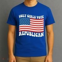 Ugly Girls Vote Republican Usa Flag T-Shirt thumb 3