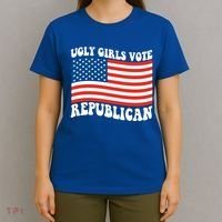 Ugly Girls Vote Republican Usa Flag T-Shirt thumb 4