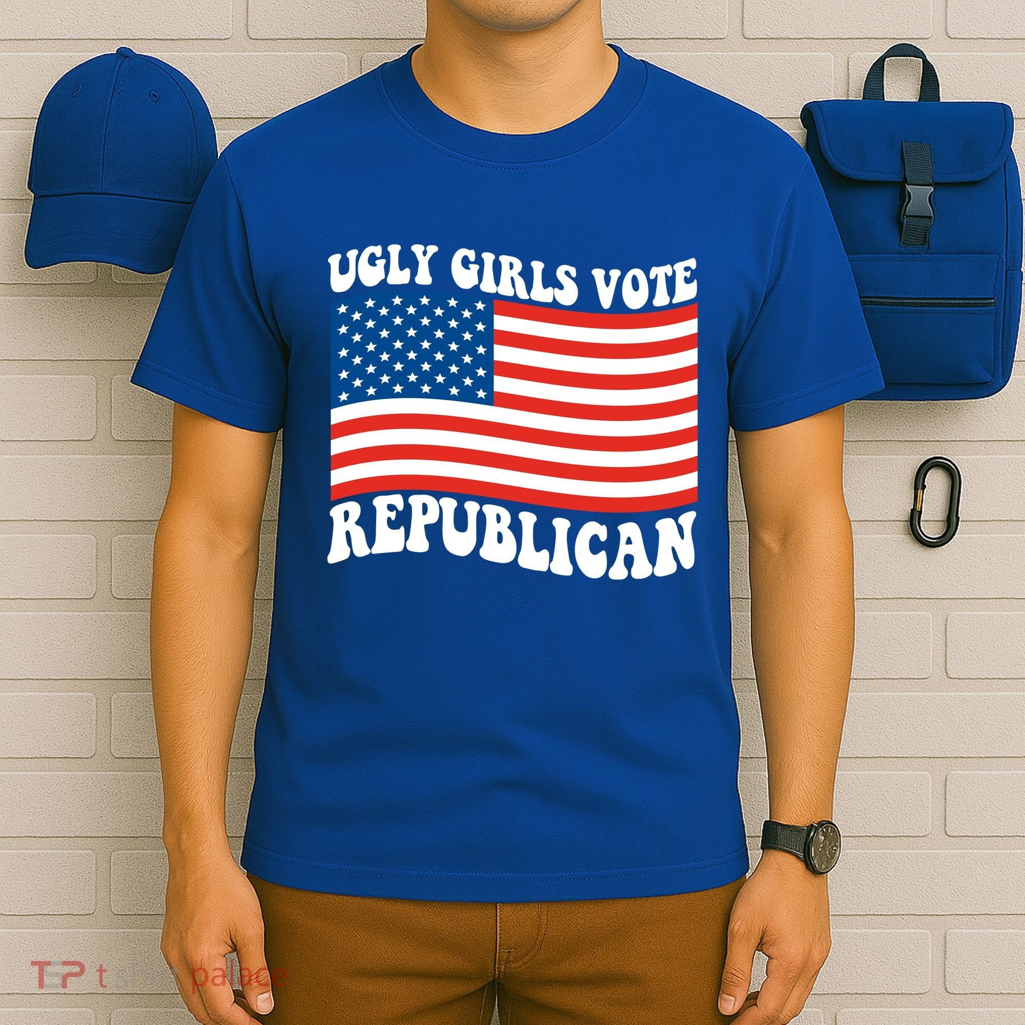 Ugly Girls Vote Republican Usa Flag T-Shirt