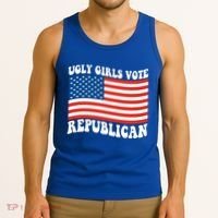 Ugly Girls Vote Republican Usa Flag Tank Top thumb 3