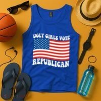 Ugly Girls Vote Republican Usa Flag Tank Top thumb 4