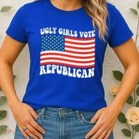 Ugly Girls Vote Republican Usa Flag Women's T-Shirt thumb 2