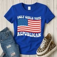 Ugly Girls Vote Republican Usa Flag Women's T-Shirt thumb 3