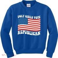 Ugly Girls Vote Republican Usa Flag Kids Sweatshirt thumb 0