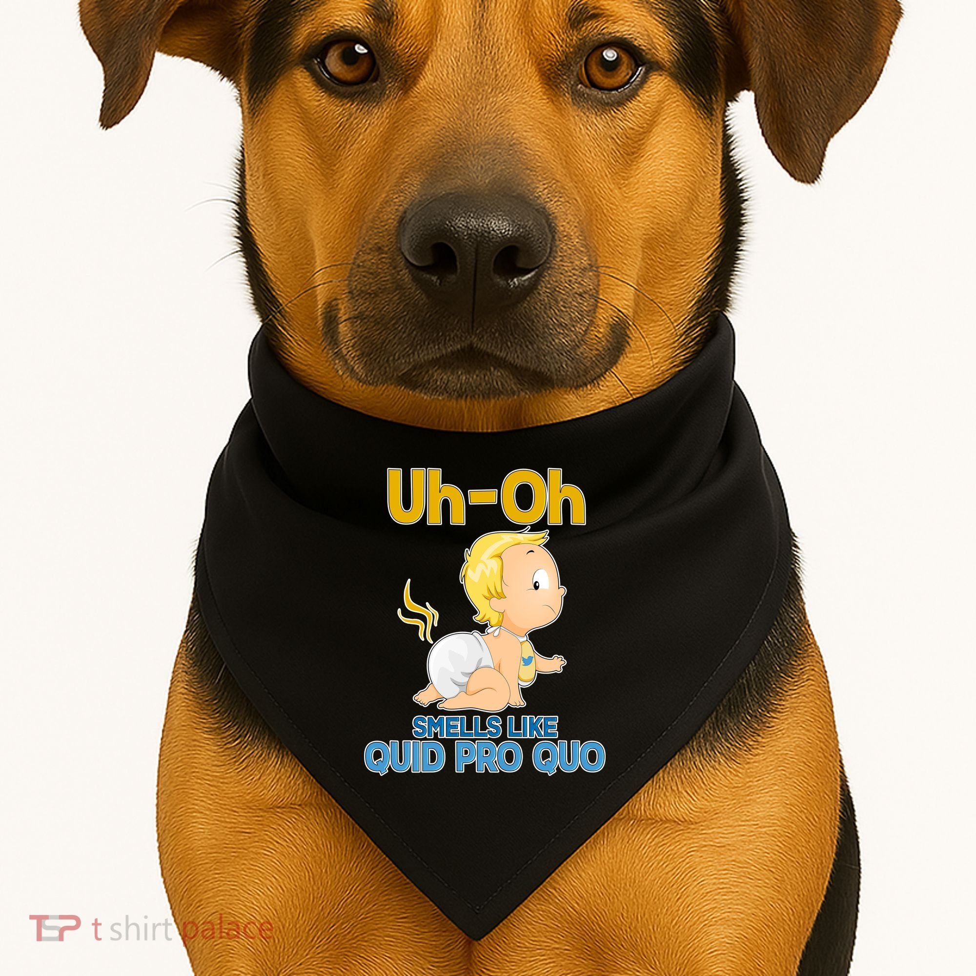 Uh-Oh Smells Like Quid Pro Quo USA-Made Doggie Bandana